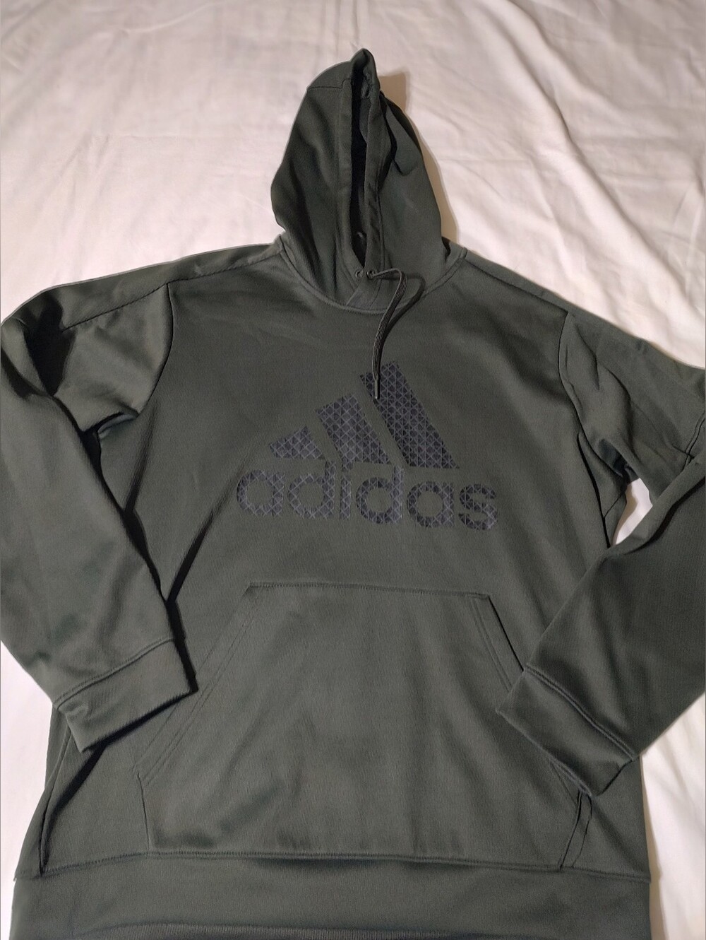 Adidas Olive Green Pullover Hoodie with Logo